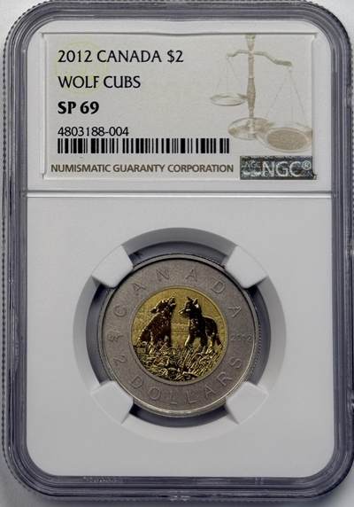 S&S Numismatic世界钱币-拍卖 第114期  - 加拿大2012年 野生动物幼崽系列-狼崽 2加元双色纪念币 NGC SP69