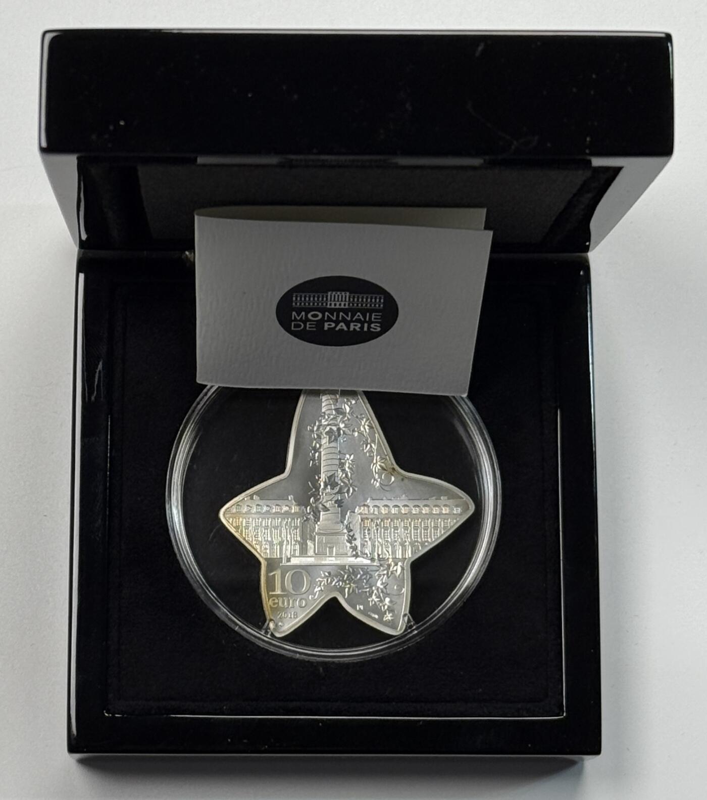 S&S Numismatic世界钱币-拍卖 第114期  法国2018年 法兰西瑰宝-宝诗龙-常青春藤 10欧元精制纪念异形银币 盒证齐全