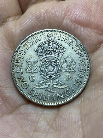 2025年第八十五场(总第一百一十一场）外国好品散币(免佣金) - 英国🇬🇧1945年2先令银币(乔治六世第一版，500银)