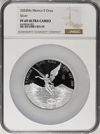 S&S Numismatic世界钱币-拍卖 第114期  - 墨西哥2024年 墨西哥自由女神 5盎司精制投资银币 NGC PF69UC