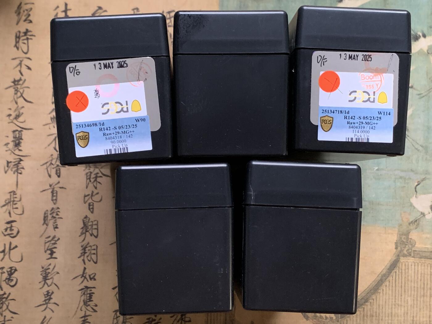 《竞宝斋》第415场 周日，周一，2场连拍 （全场包邮） 五个一组 PCGS评级币大号正版收纳盒（每个可装20枚PCGS评级币）黑色