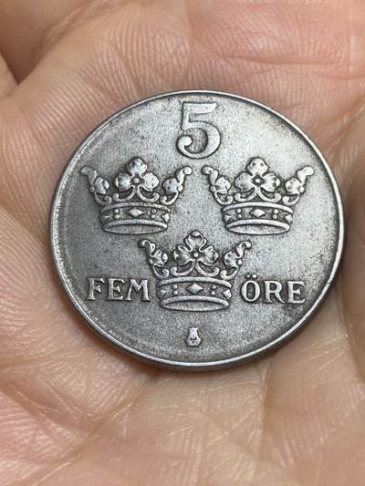 2025年第八十五场(总第一百一十一场）外国好品散币(免佣金) - 瑞典🇸🇪1942年5欧尔铁币(古斯塔夫五世时期，首发年)