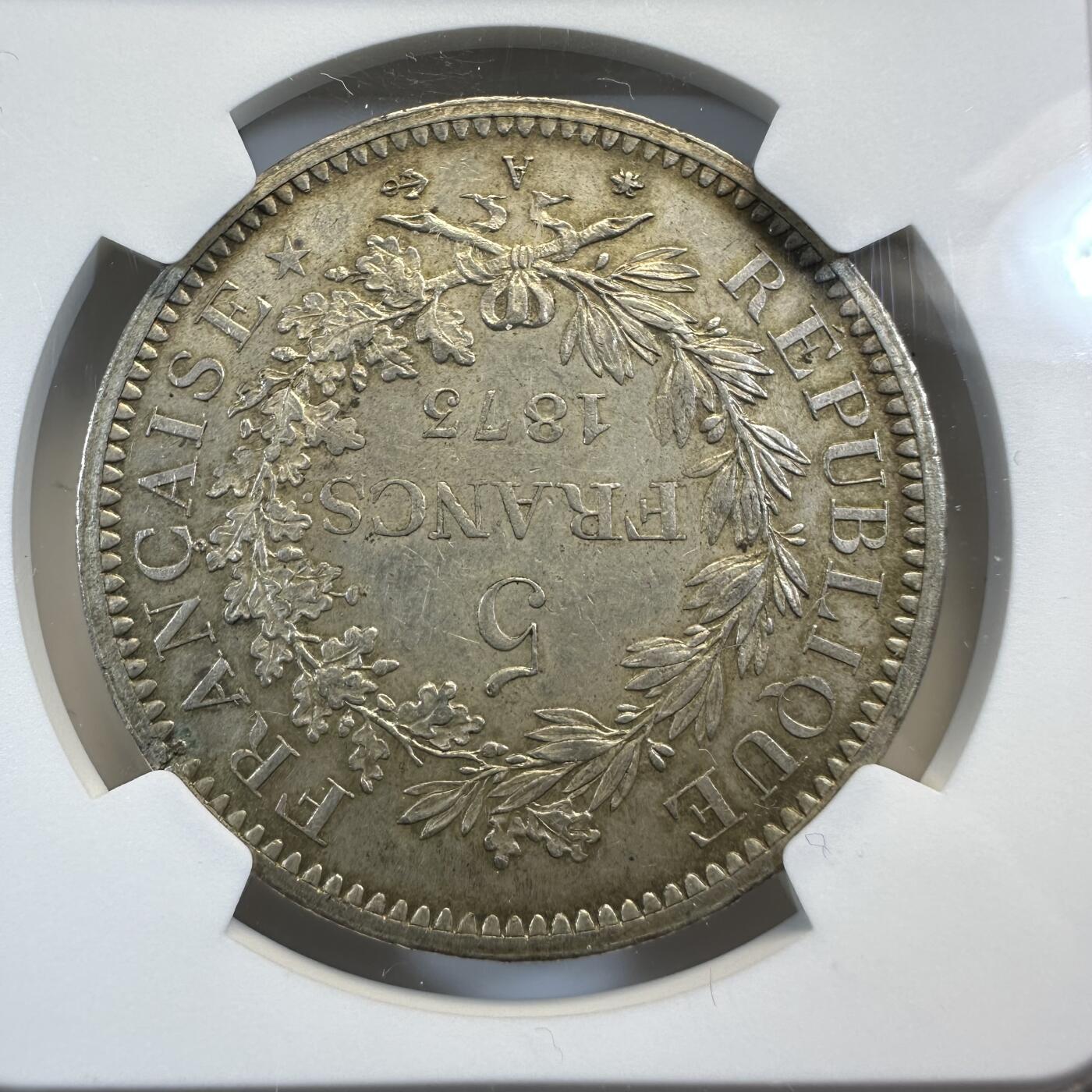 1873年大力神5法郎银币NGC MS62
