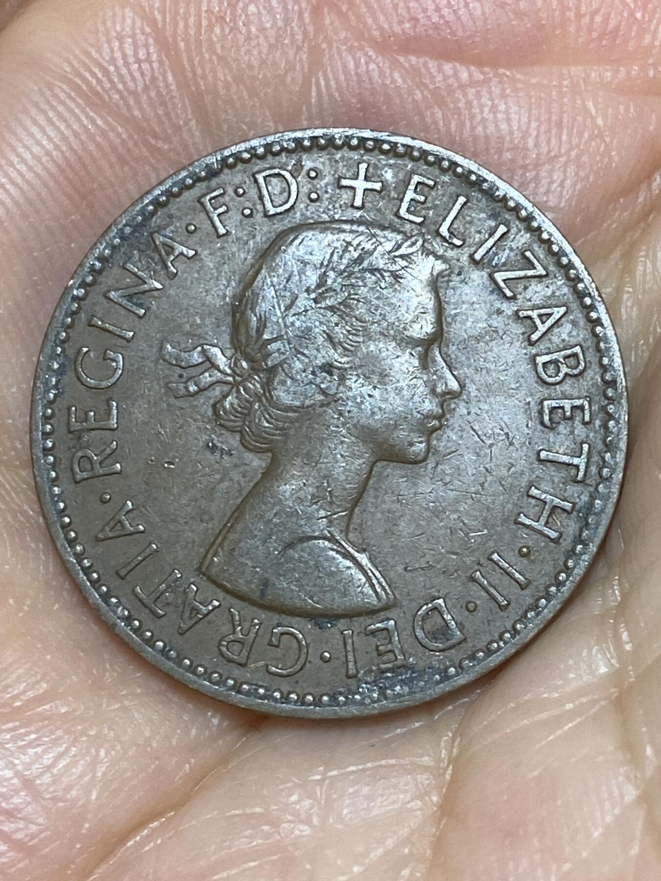 2025年第八十五场(总第一百一十一场）外国好品散币(免佣金) 英国🇬🇧1959年半便士(伊丽莎白二世青年桂冠，第二版)