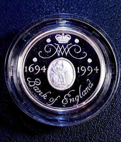 原盒证 1994年英国纪念英格兰银行300周年2镑加厚精制纪念银币 - 原盒证 1994年英国纪念英格兰银行300周年2镑加厚精制纪念银币