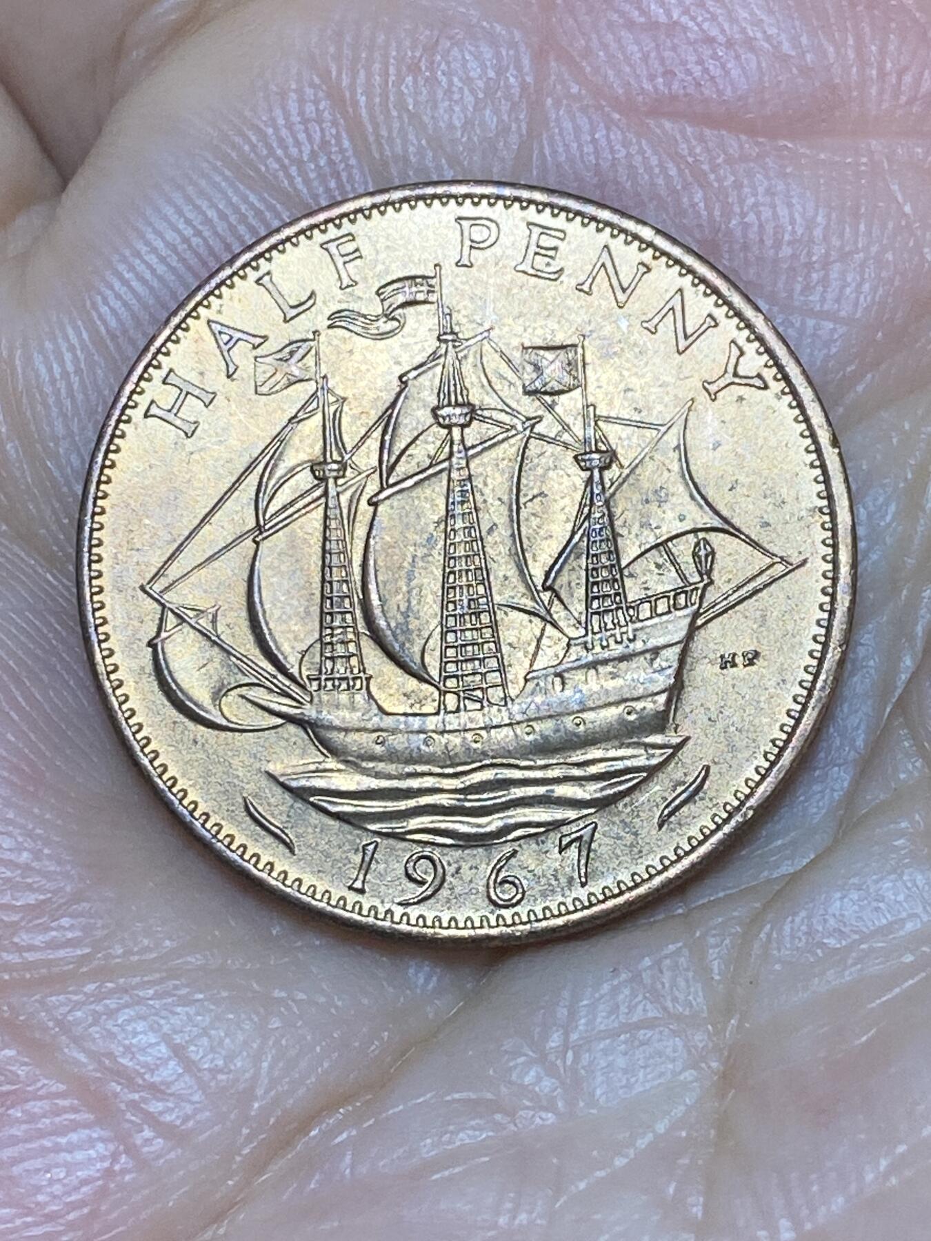 2025年第八十五场(总第一百一十一场）外国好品散币(免佣金) 好品–英国🇬🇧1967年半便士(伊丽莎白二世青年桂冠，第二版)