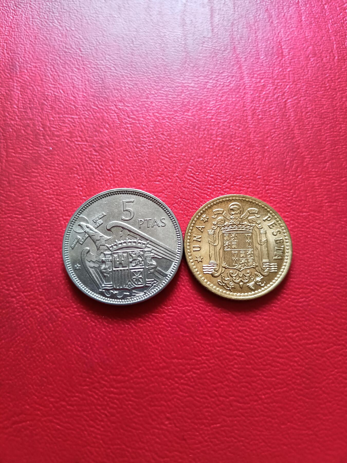 【云涧收藏】第五十九场 西班牙弗朗哥1、5比塞塔2枚，BU