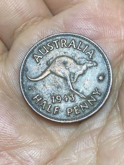 2025年第八十五场(总第一百一十一场）外国好品散币(免佣金) - 澳大利亚🇦🇺1943年半便士(乔治六世第二版，无标m版墨尔本造)