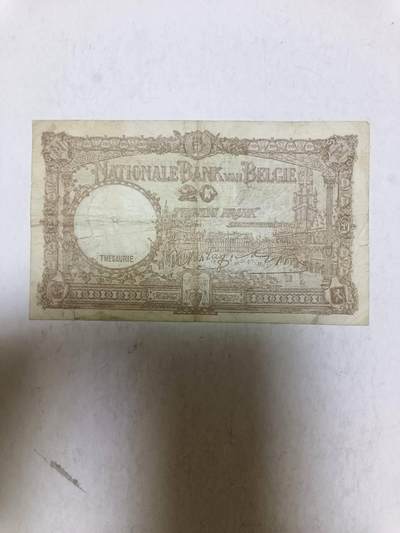 【20250905】非全新纸币第282场 比利时早期20法郎，有微裂