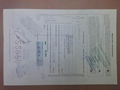 狮子猫股票债券纸品第三期 美国1969年维斯特沃科公司