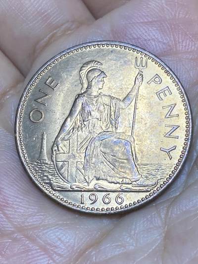 2025年第八十五场(总第一百一十一场）外国好品散币(免佣金) - 原光好品–英国🇬🇧1966年1便士(伊丽莎白二世青年桂冠，第二版)