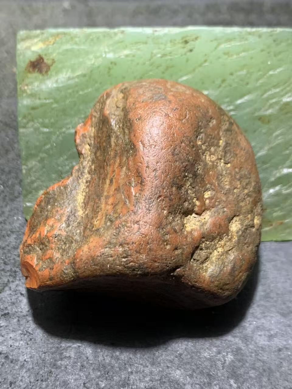 精美老柿子红皮开窗料荔枝冻南红玛瑙原石一颗