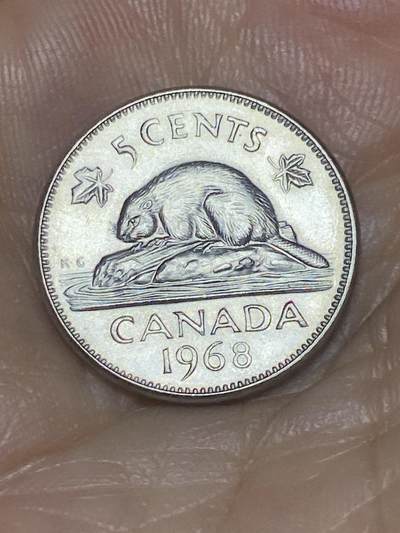 2025年第八十五场(总第一百一十一场）外国好品散币(免佣金) - 加拿大🇨🇦1968年5分(伊丽莎白二世中年花冠，第一版)