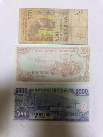 【20250905】非全新纸币第282场 外国3张纸币，有微裂