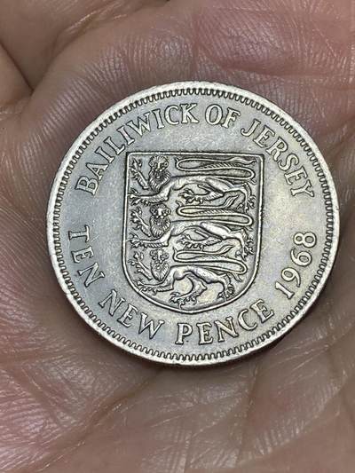 2025年第八十五场(总第一百一十一场）外国好品散币(免佣金) - 英属泽西岛🇯🇪1968年10新便士(伊丽莎白二世中年花冠，十进制第一版首发年仅发行3年)