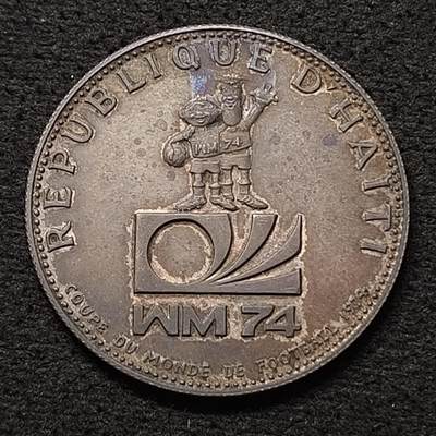 【全场包邮】纯粹捡漏拍457场 - 海地1973年25古德联邦德国世界杯纪念银币-黑色包浆