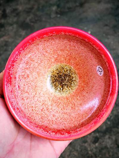 金玫瑰剔红变彩大束口手握盏(23014)尺寸100*60mm容量150ml - 金玫瑰剔红变彩大束口手握盏(23014)尺寸100*60mm容量150ml