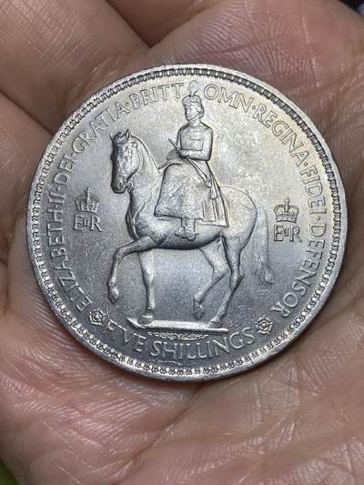 2025年第八十五场(总第一百一十一场）外国好品散币(免佣金) - 好品–英国🇬🇧1953单年份5先令克朗型大币(伊丽莎白二世加冕纪念币)