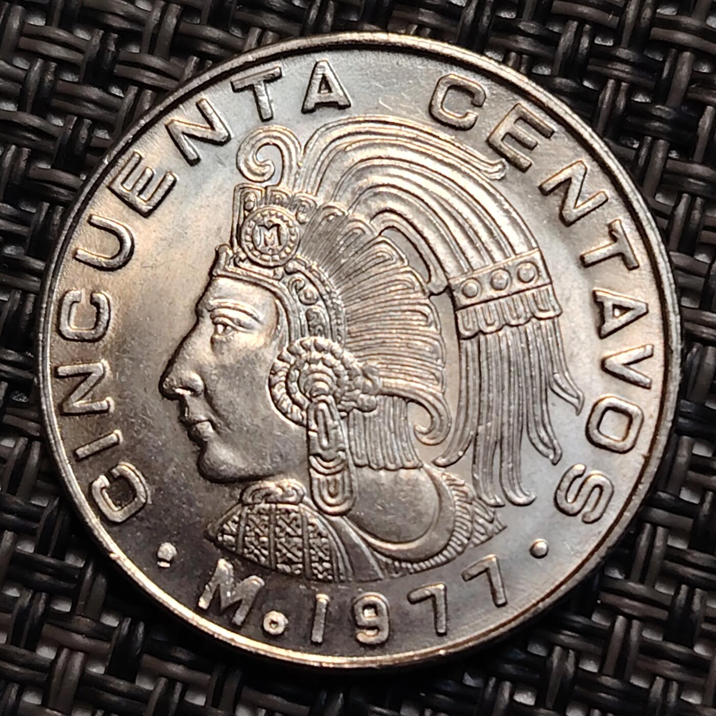 布加迪🐬～世界钱币(上海)🌾第 239 期 /  各国套币和散币 墨西哥🇲🇽 1977年 50分 印加人头像