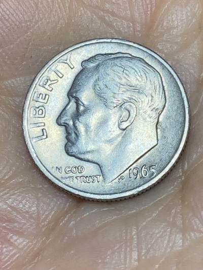 2025年第八十五场(总第一百一十一场）外国好品散币(免佣金) - 美国🇺🇸1965年1角(罗斯福1角，第二版首发年无标版)