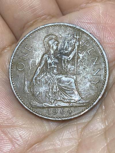 2025年第八十五场(总第一百一十一场）外国好品散币(免佣金) - 英国🇬🇧1964年1便士(伊丽莎白二世青年桂冠，第二版)