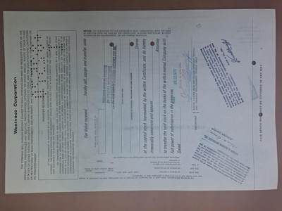 狮子猫股票债券纸品第三期 美国1970年维斯特沃科公司