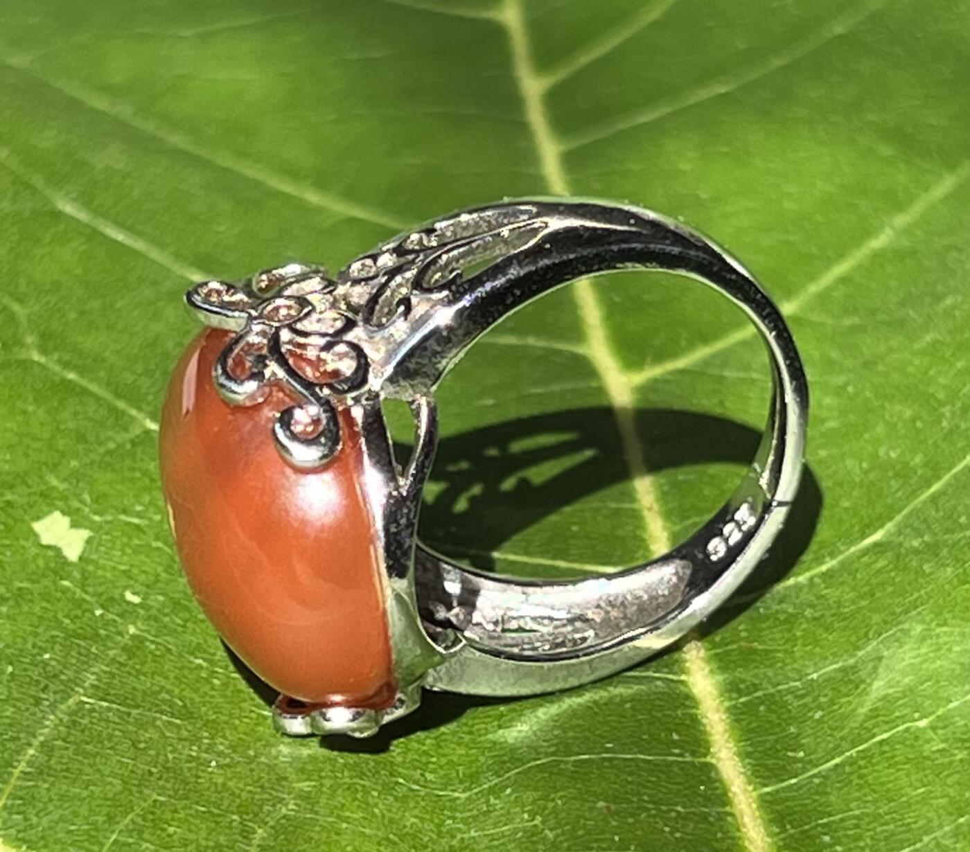 零元拍：南红玛瑙蛋面，都是十多年前的存货了，戒托可以忽略，就是普通合金，尺寸：戒面约20/17mm ，因为拍照环境以及光线的变化，颜色以实物为准。