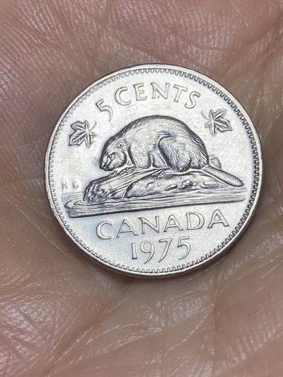 2025年第八十五场(总第一百一十一场）外国好品散币(免佣金) - 加拿大🇨🇦1975年5分(伊丽莎白二世中年花冠，第一版)