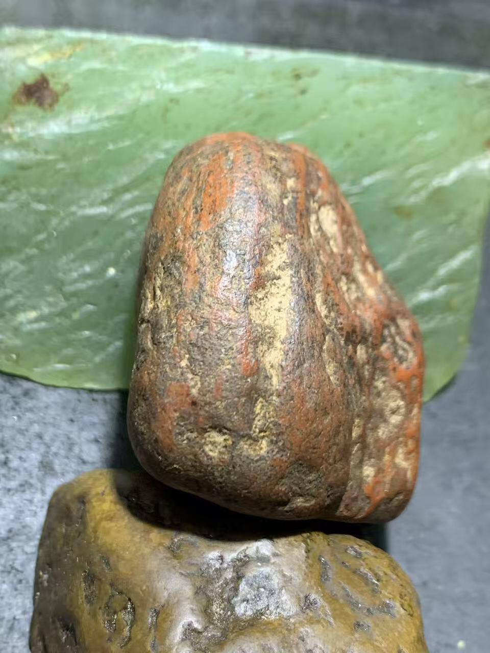 精美老柿子红皮开窗料荔枝冻南红玛瑙原石一颗