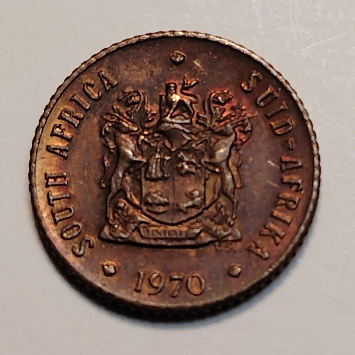 布加迪🐬～世界钱币(上海)🌾第 239 期 /  各国套币和散币 南非🇿🇦 1970年 1/2分