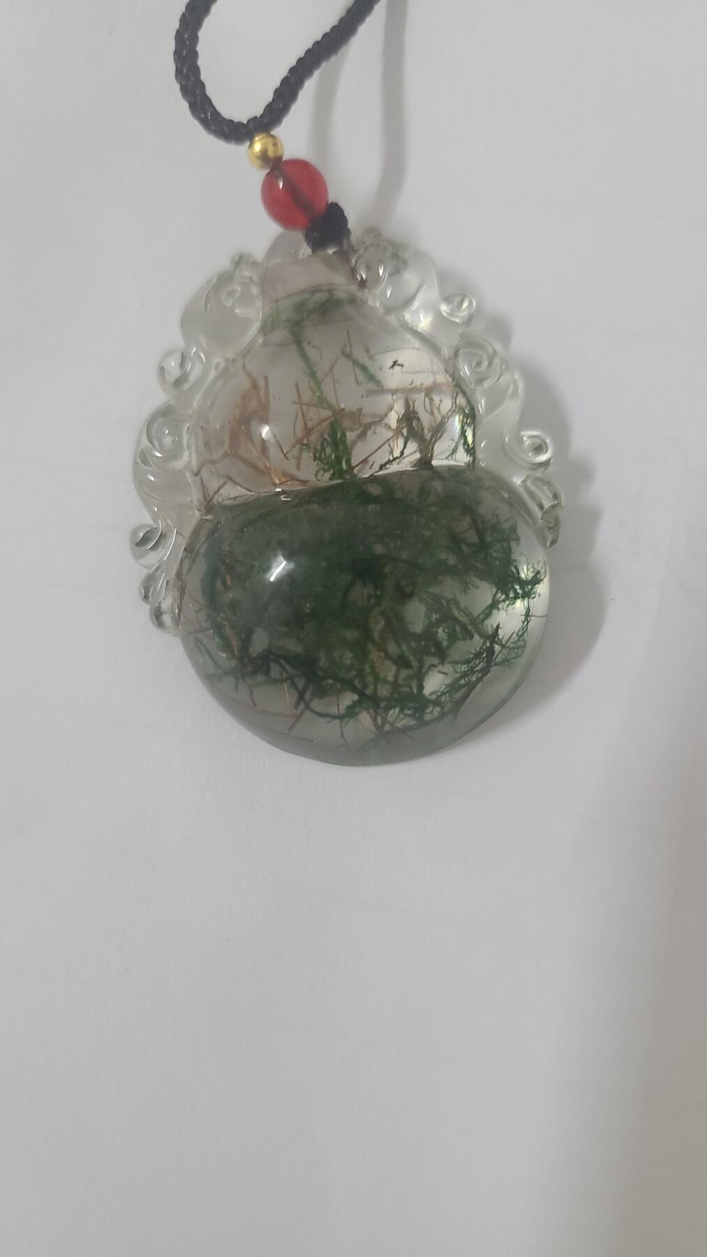 白棋绿幽灵沉香吊坠一个