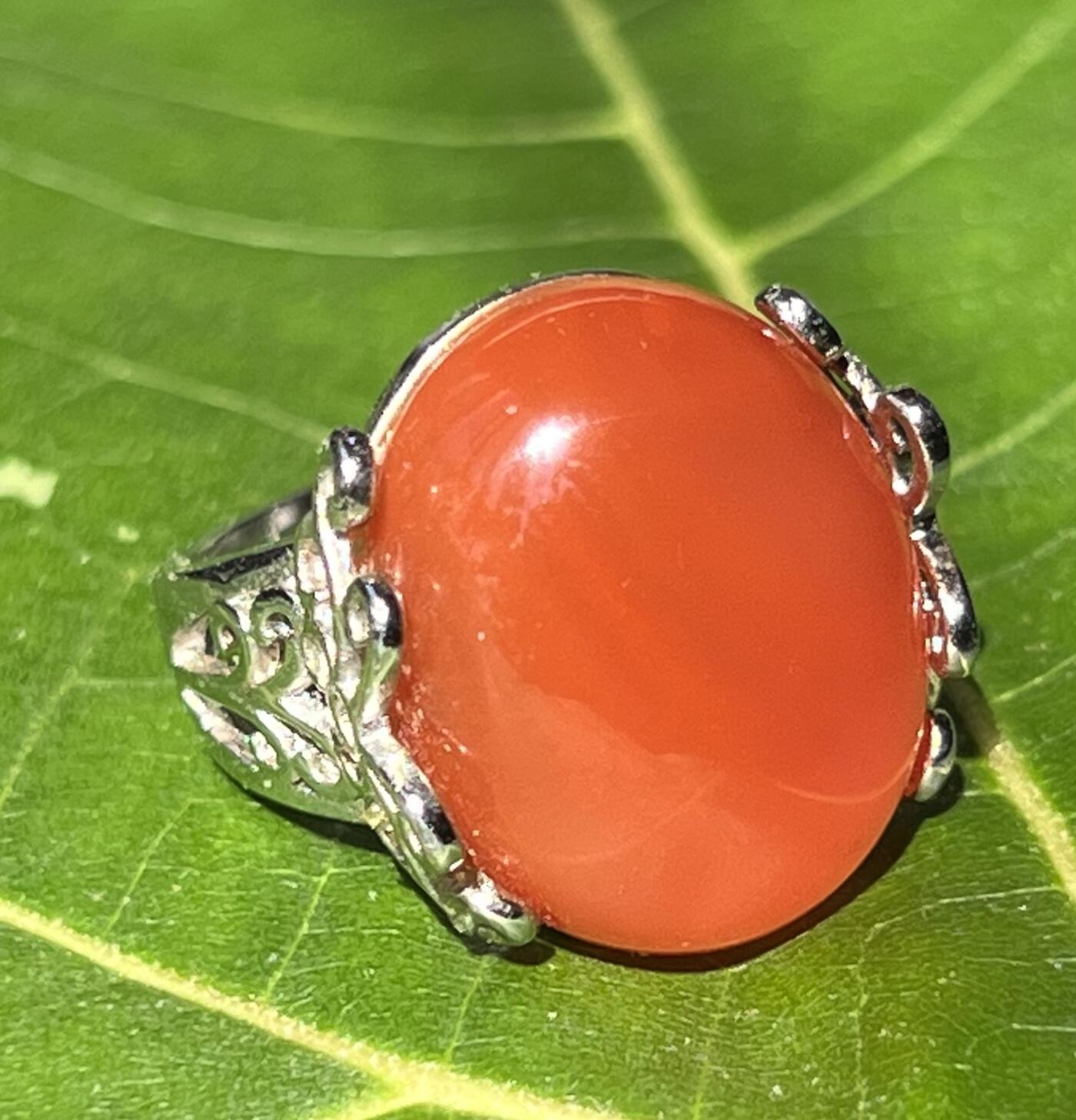 零元拍：南红玛瑙蛋面，都是十多年前的存货了，戒托可以忽略，就是普通合金，尺寸：戒面约20/17mm ，因为拍照环境以及光线的变化，颜色以实物为准。