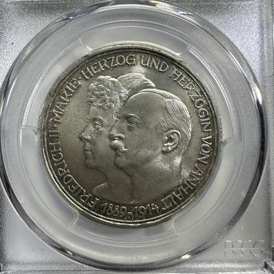 1914安哈尔特大公银婚3马克银币PCGS MS64 - 1914安哈尔特大公银婚3马克银币PCGS MS64