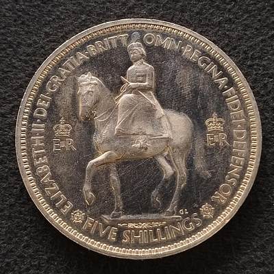 【全场包邮】纯粹捡漏拍458场 - 英国1953年5先令加冕精制克朗型纪念币