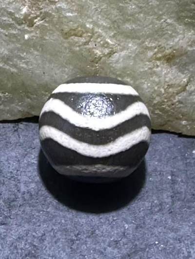 仅此一颗，精品藏传灰色水波纹天珠一颗， - 仅此一颗，精品藏传灰色水波纹天珠一颗，