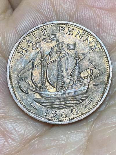 2025年第八十五场(总第一百一十一场）外国好品散币(免佣金) - 英国🇬🇧1960年半便士(伊丽莎白二世青年桂冠，第二版)