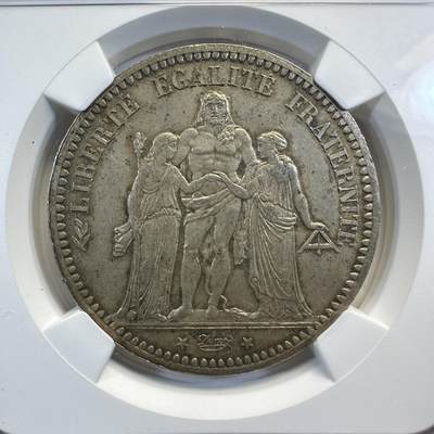 1873年大力神5法郎银币NGC MS62 - 1873年大力神5法郎银币NGC MS62