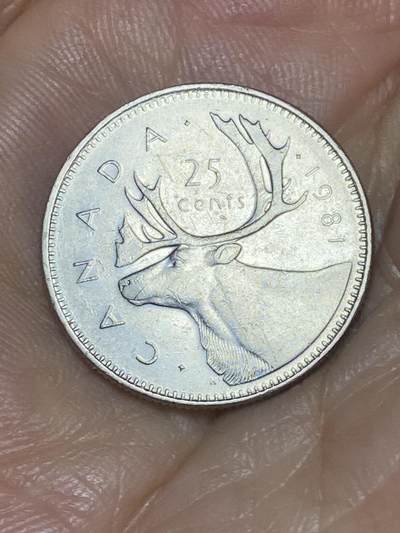 2025年第八十五场(总第一百一十一场）外国好品散币(免佣金) - 加拿大🇨🇦1981年25分(伊丽莎白二世中年花冠，第四版浅浮雕工艺)