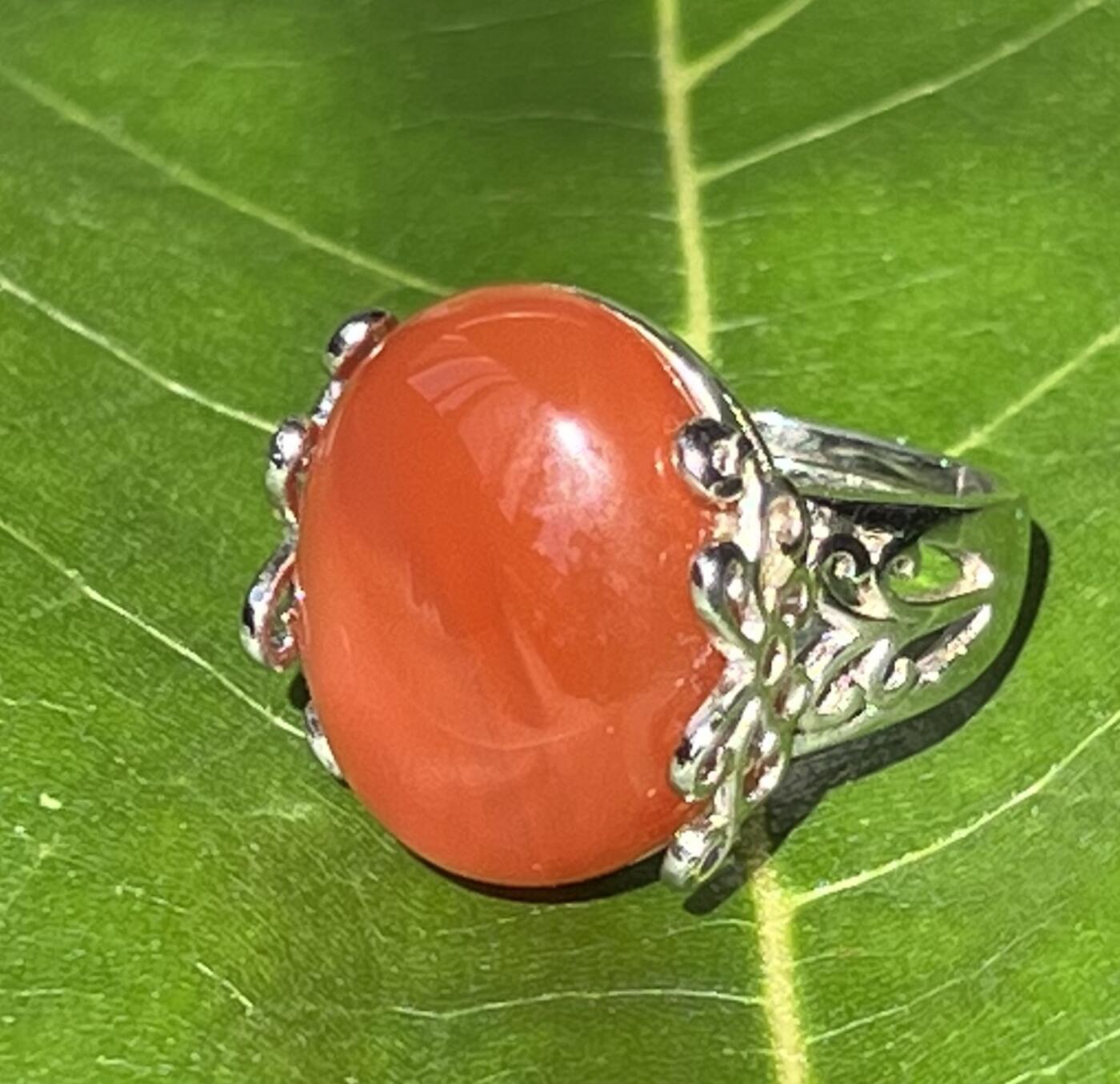 零元拍：南红玛瑙蛋面，都是十多年前的存货了，戒托可以忽略，就是普通合金，尺寸：戒面约20/17mm ，因为拍照环境以及光线的变化，颜色以实物为准。