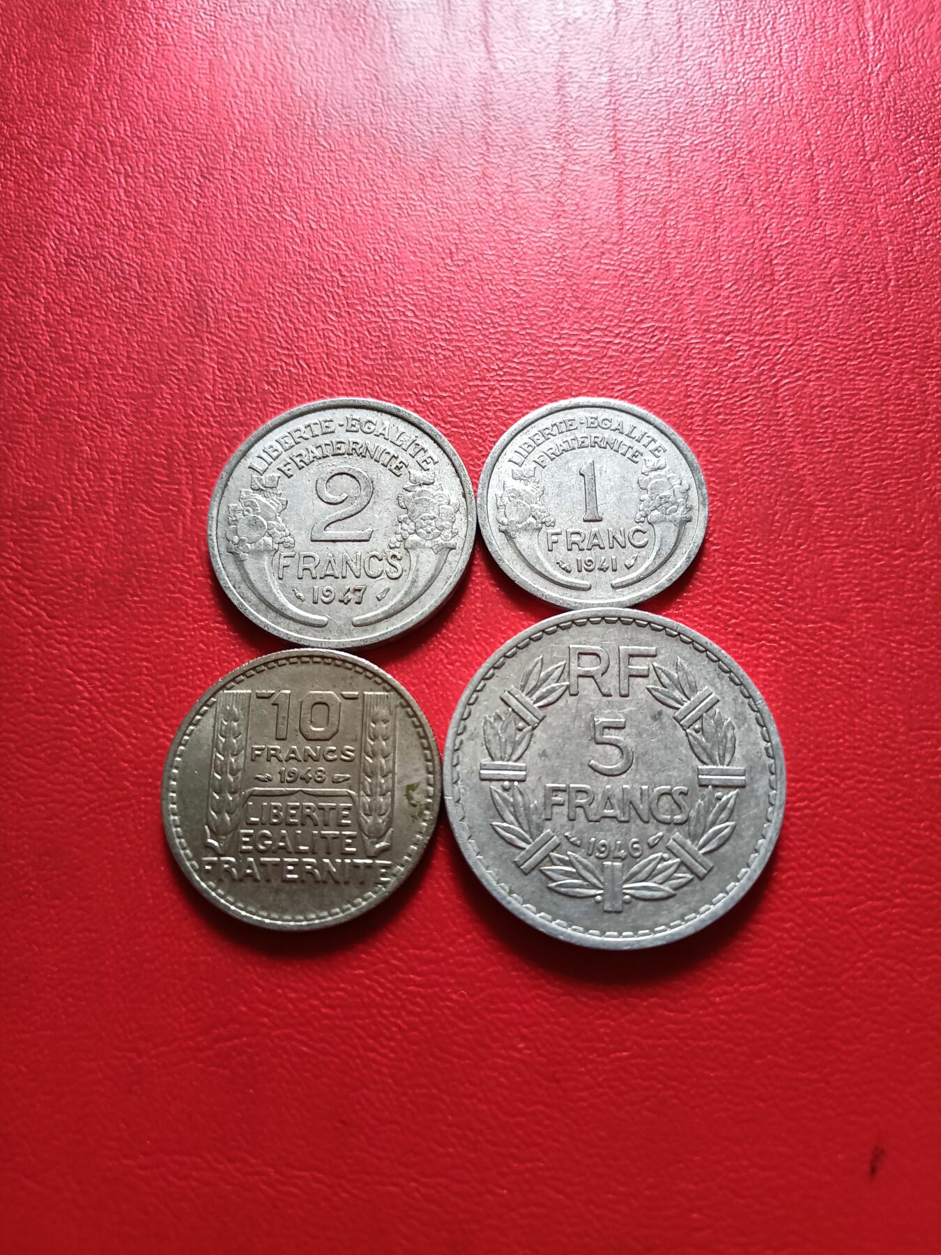 【云涧收藏】第五十九场 法国1941年～1948年1～10法朗4枚