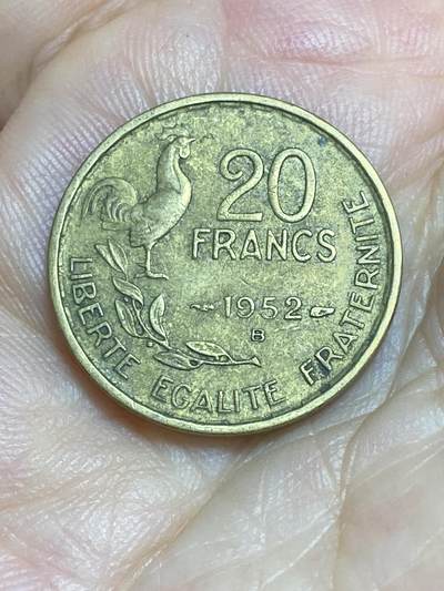 2025年第八十六场(总第一百一十二场）外国好品散币(免佣金) - 法国🇫🇷1952年20法郎(4 plumes–4羽，B标博蒙莱罗热造)