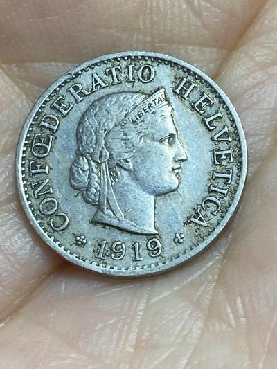 2025年第八十六场(总第一百一十二场）外国好品散币(免佣金) 少见早期年份–瑞士🇨🇭1919年5分(第二版，B标伯尔尼造)