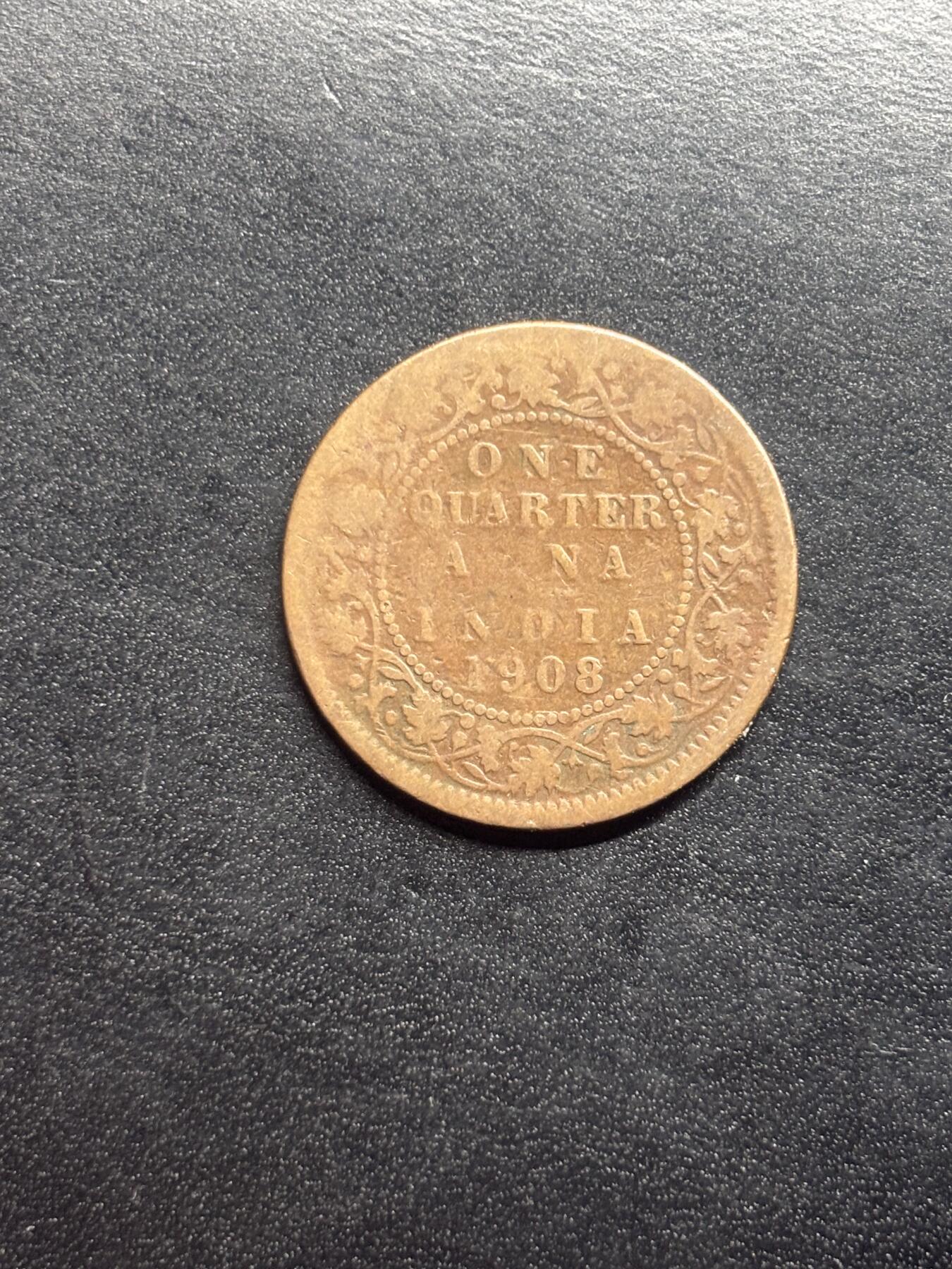 邮泉阁限时拍卖第二十三场 各国硬币专场（硬币在国外） 英属印度1908年¼安娜