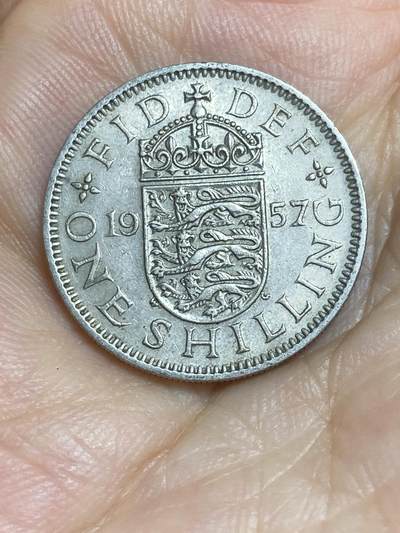 2025年第八十六场(总第一百一十二场）外国好品散币(免佣金) - 英国🇬🇧1957年1先令(伊丽莎白二世青年桂冠，第二版，英格兰盾徽版)