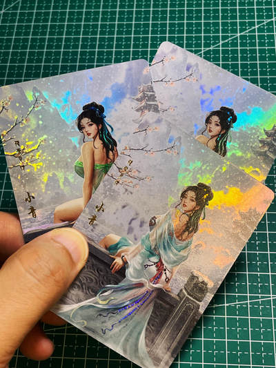 【关注参拍有赠卡】显眼宝30期  - 卡颜月色卡牌 月华录 小青 一套三张 三渐变含有艺术 折光彩闪  63*88