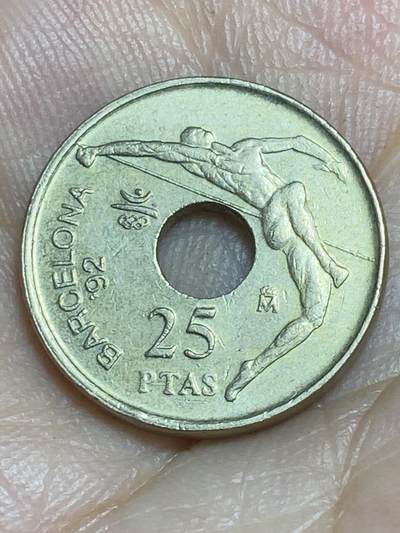 2025年第八十六场(总第一百一十二场）外国好品散币(免佣金) - 西班牙🇪🇸 1991年25比塞塔(1990年奥运会纪念币，关门年仅发行2年)