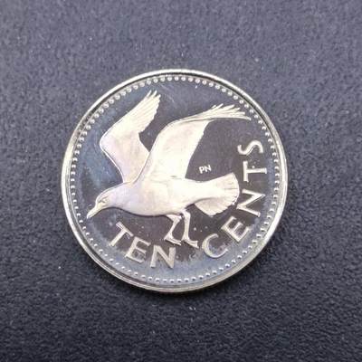 【淘币小摊】实时拍第七百三十二拍  散币场  满百包邮可预留二周 每周一统一发货   - 巴巴多斯1974年10分精制镍币