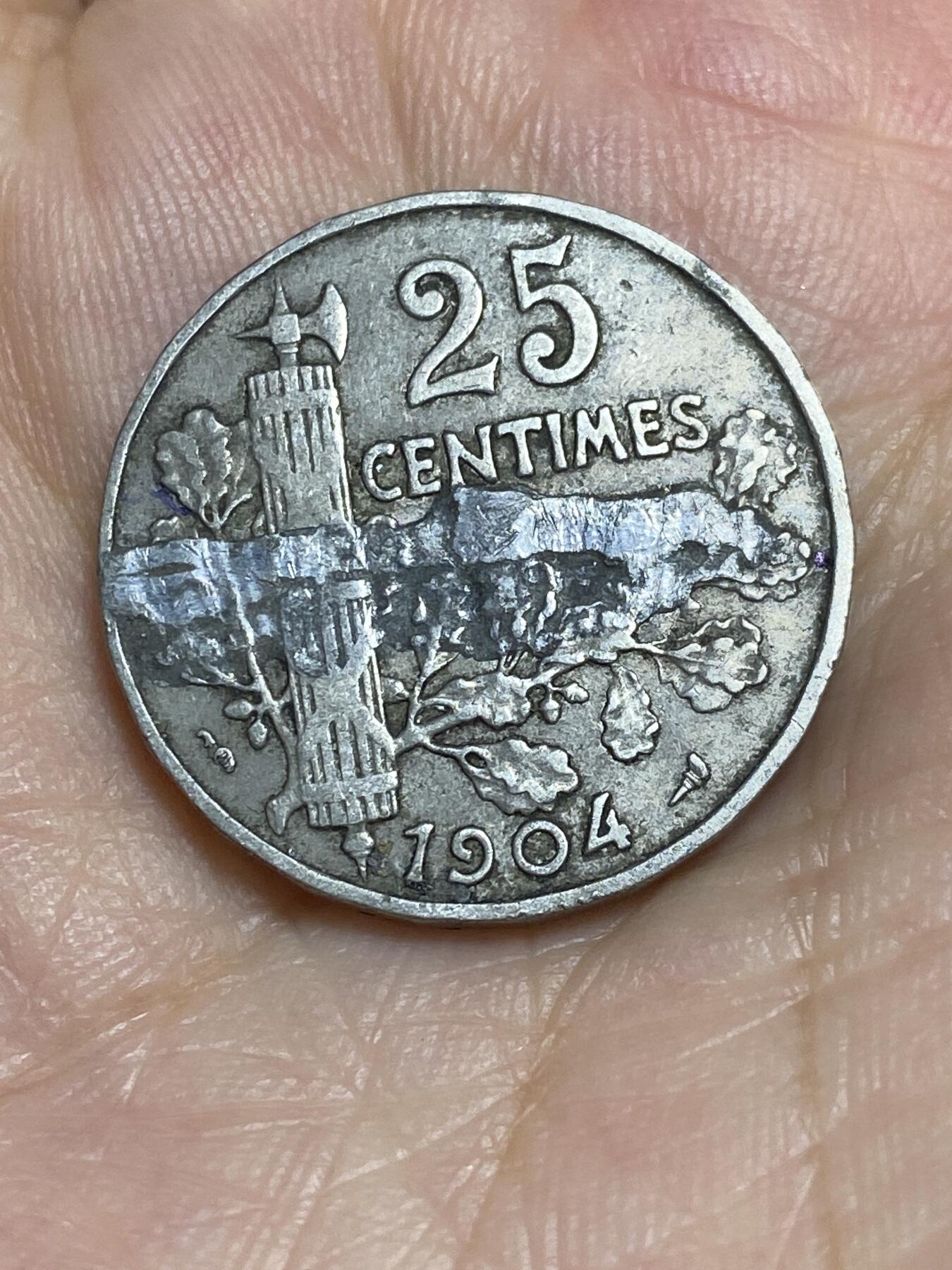 2025年第八十六场(总第一百一十二场）外国好品散币(免佣金) 币面有焊–法国🇫🇷1904年25分(第二版，首发年仅发行2年)