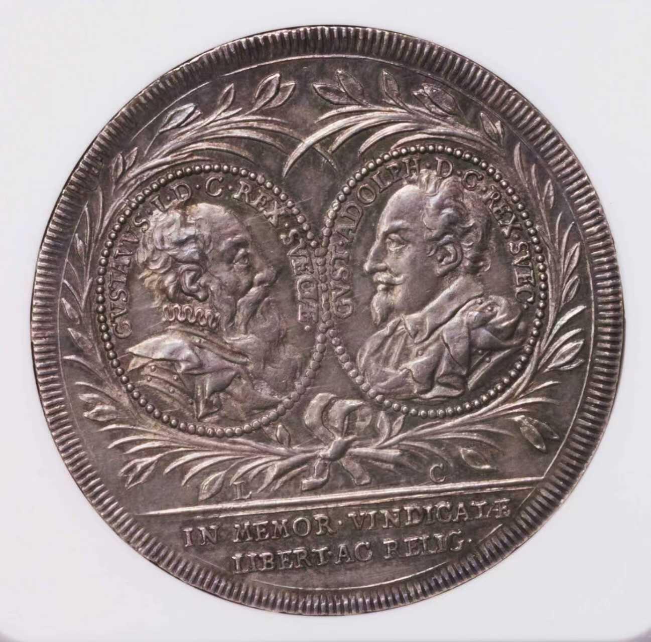NGC-MS62 1721瑞典宗教自由200周年达勒大银币