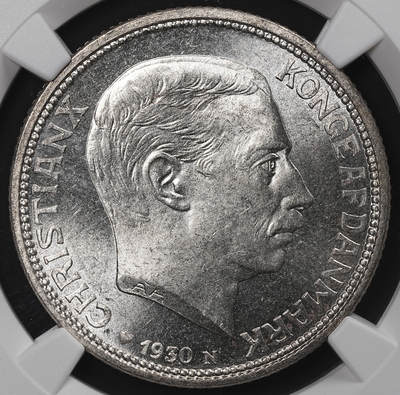 修遠堂世界钱币第八十三期 - NGC MS64 1930年丹麦国王60大寿纪念2克朗银币